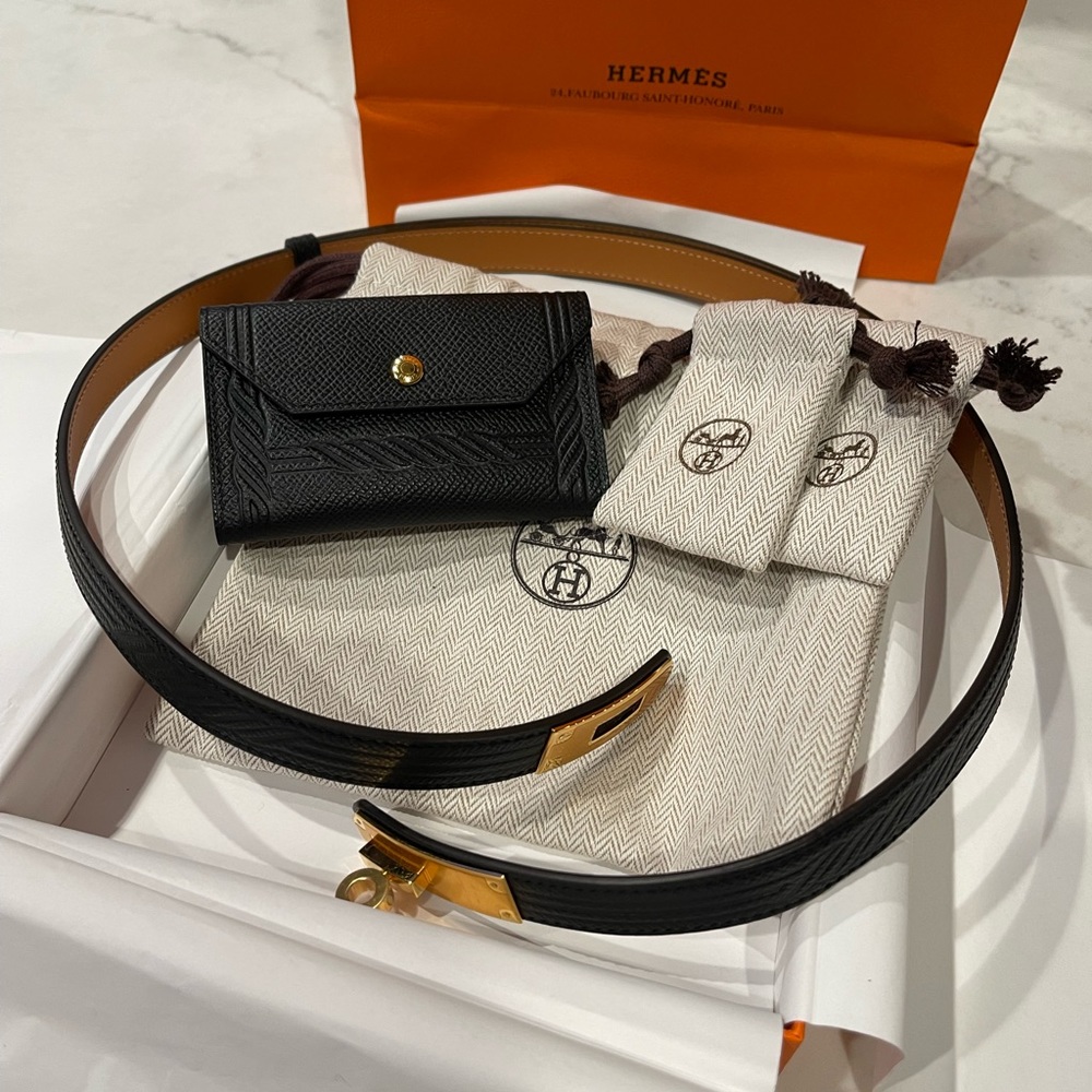 Hermes Kelly 18 pocket belt bag  quadrige Veau Epsom 89 Noir